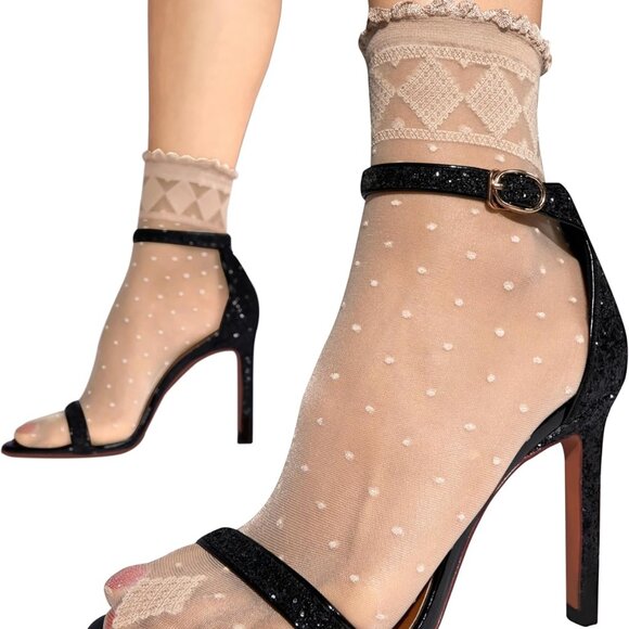 Accessories - Elevate Your Style with Italian 20 Den Polka Dot Ankle & Knee High Socks